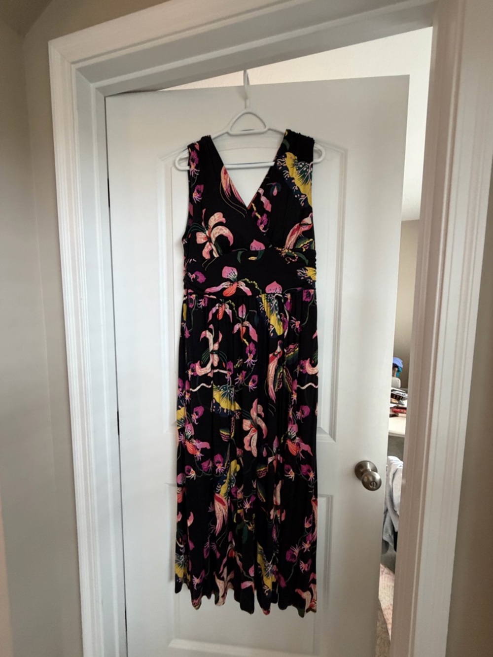 Soma Black Maxi Dress with Pink & Yellow Floral Print